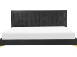 Doppelbett Samtstoff Schwarz Lattenrost 180 X 200 Cm Limoux