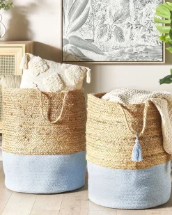 2Er Set Jute Korbe Weis/Blau Gajar