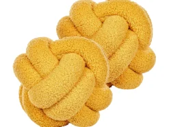 2Er-Set Boucle Knoten Kissen Gelb 19 X 19 Cm Malni