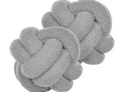2Er-Set Boucle Knoten Kissen Grau 19 X 19 Cm Malni