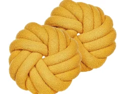 2Er-Set Boucle Knoten Kissen Gelb 31 X 31 Cm Akola