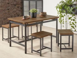 Essgruppe Braun Stahl 4-Sitzer 120 Cm Arlington