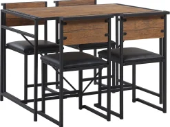 Essgruppe Dunkler Holzfarbton / Schwarz Stahl 4-Sitzer 110 X 70 Cm Burton