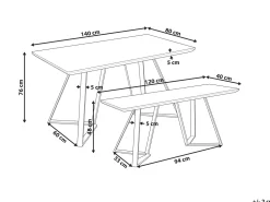 Essgruppe Heller Holzfarbton / Schwarz 2-Sitzer 140 X 80 Cm Upton