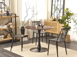 Esstisch Dunkler Holzfarbton / Schwarz 90 Cm Boca