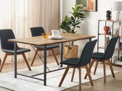 Esstisch Dunkler Holzfarbton / Schwarz 160 X 80 Cm Saritas