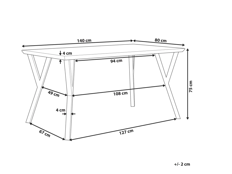 Esstisch Dunkler Holzfarbton / Schwarz 140 X 80 Cm Bravo
