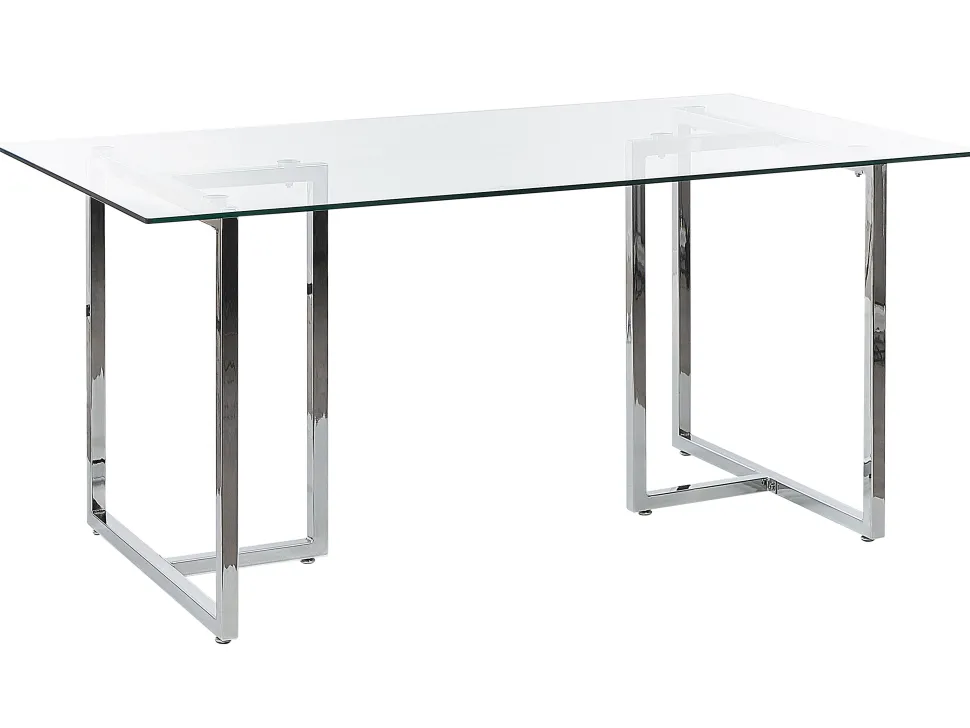 Esstisch Glas Transparent / Silber 160 X 90 Cm Envia