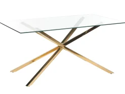 Esstisch Glas Transparent / Gold 160 X 90 Cm Cora