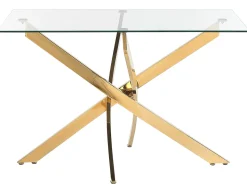 Esstisch Glas Transparent / Gold 120 X 70 Cm Maramo