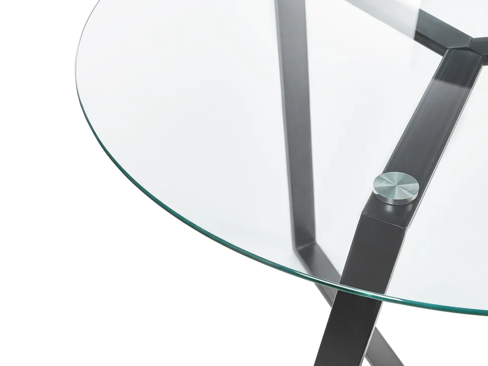 Esstisch Glas Transparent / Schwarz 100 Cm Kebri