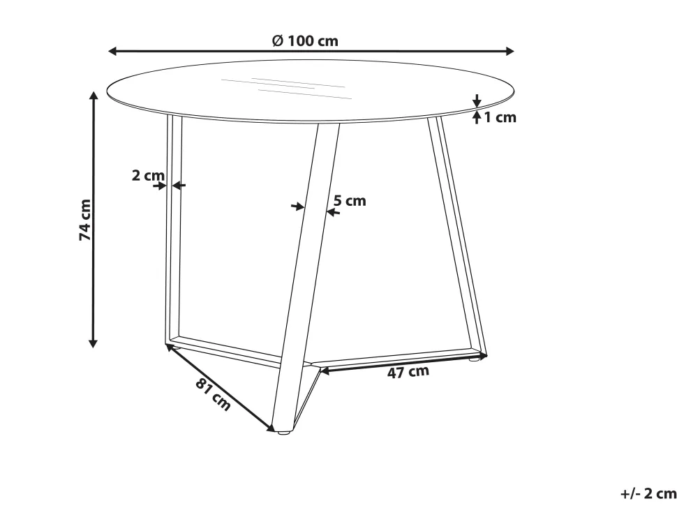 Esstisch Glas Transparent / Schwarz 100 Cm Kebri