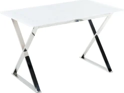 Esstisch Glasplatte Weis Und Silber 120 X 70 Cm Attica
