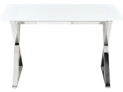 Esstisch Glasplatte Weis Und Silber 120 X 70 Cm Attica