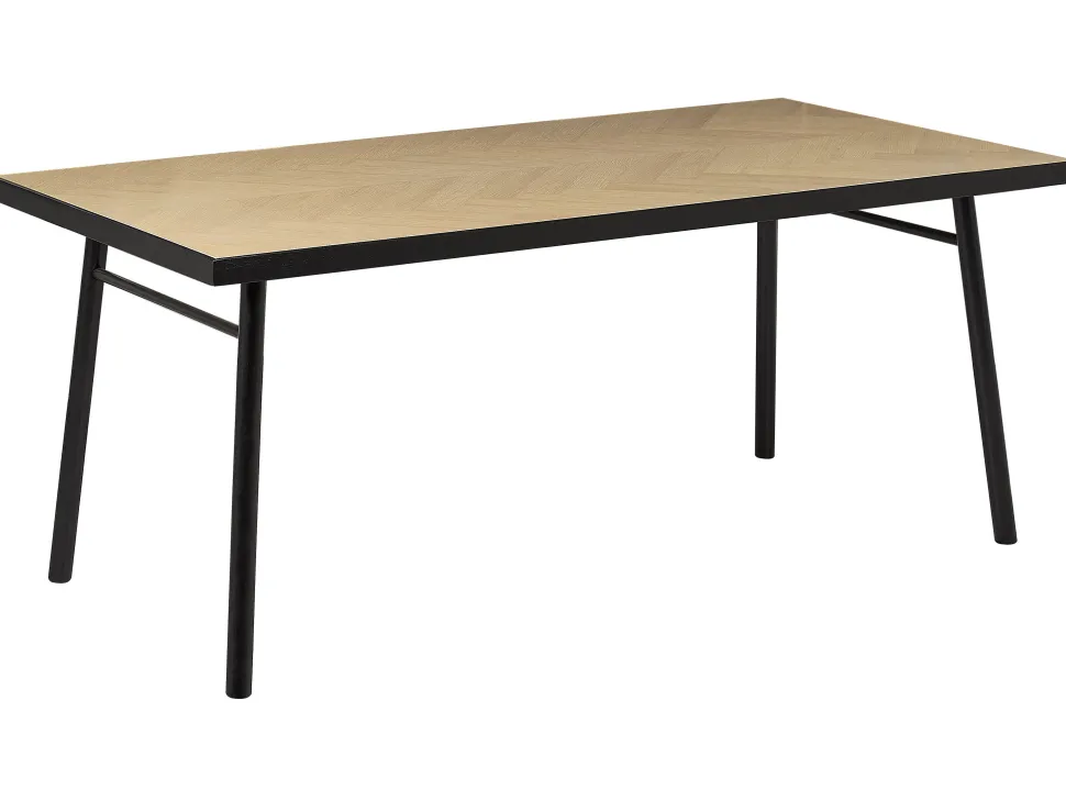 Esstisch Heller Holzfarbton / Schwarz 180 X 90 Cm Ivorie