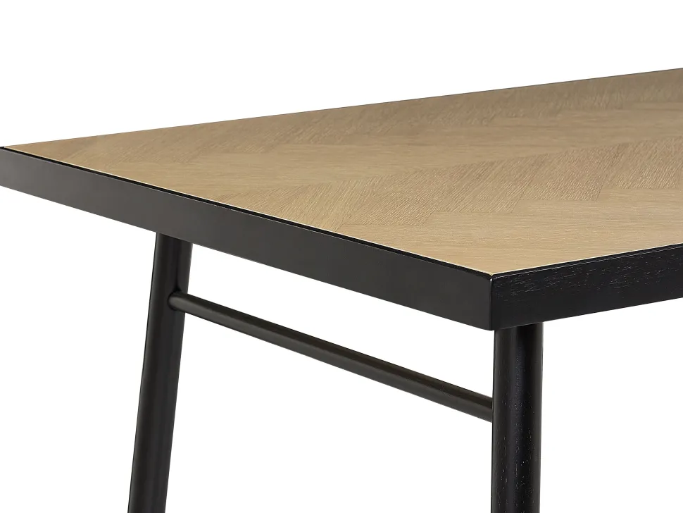 Esstisch Heller Holzfarbton / Schwarz 180 X 90 Cm Ivorie
