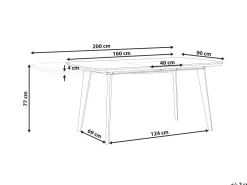 Esstisch Marmor Optik Weis / Schwarz 160 / 200 X 90 Cm Ausziehbar Mosby