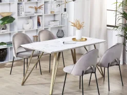 Esstisch Marmor Optik Weis / Gold 150 X 80 Cm Molden