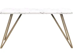 Esstisch Marmor Optik Weis / Gold 150 X 80 Cm Molden
