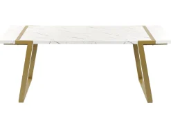 Esstisch Marmor Optik Weis / Gold 200 X 90 Cm Martynika