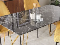 Esstisch Marmoroptik Schwarz / Gold 140 X 80 Cm Kenton