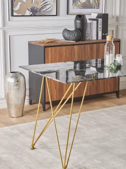 Esstisch Marmoroptik Schwarz / Gold 140 X 80 Cm Kenton