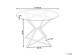Esstisch Mit Glasplatte Silber Rund 105 Cm Bosco