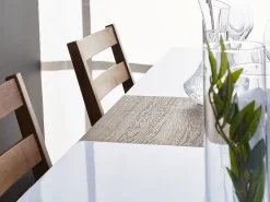 Esstisch Weis / Dunkler Holzfarbton Ausziehbar 160 / 200 X 90 Cm Kaluna