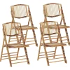 Esszimmerstuhl Bambusholz / Rattan Braun 4Er Set Klappbar Trentor