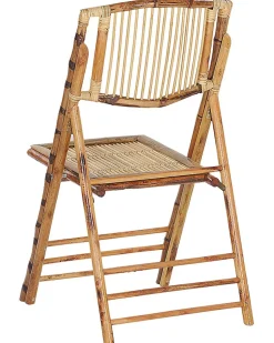 Esszimmerstuhl Bambusholz / Rattan Braun 4Er Set Klappbar Trentor