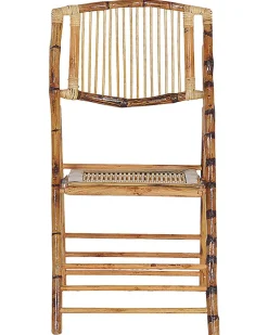 Esszimmerstuhl Bambusholz / Rattan Braun 4Er Set Klappbar Trentor