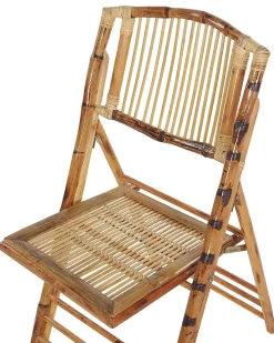 Esszimmerstuhl Bambusholz / Rattan Braun 4Er Set Klappbar Trentor