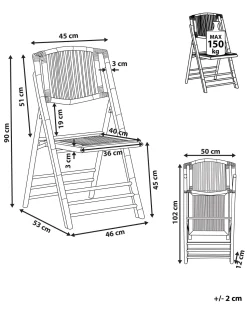 Esszimmerstuhl Bambusholz / Rattan Braun 4Er Set Klappbar Trentor