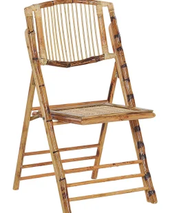Esszimmerstuhl Bambusholz / Rattan Braun 4Er Set Klappbar Trentor