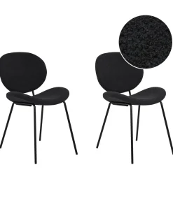 Esszimmerstuhl Boucle Schwarz 2Er Set Luana
