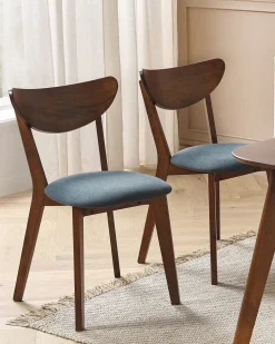 Esszimmerstuhl Gummibaumholz Dunkelbraun / Grau 2Er Set Erie