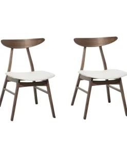 Esszimmerstuhl Gummibaumholz / Kunstleder Weis 2Er Set Lynn