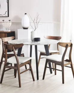 Esszimmerstuhl Gummibaumholz / Kunstleder Weis 2Er Set Lynn