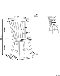 Esszimmerstuhl Gummibaumholz Weis 2Er Set Burges