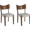 Esszimmerstuhl Gummibaumholz Dunkelbraun / Grau 2Er Set Eden