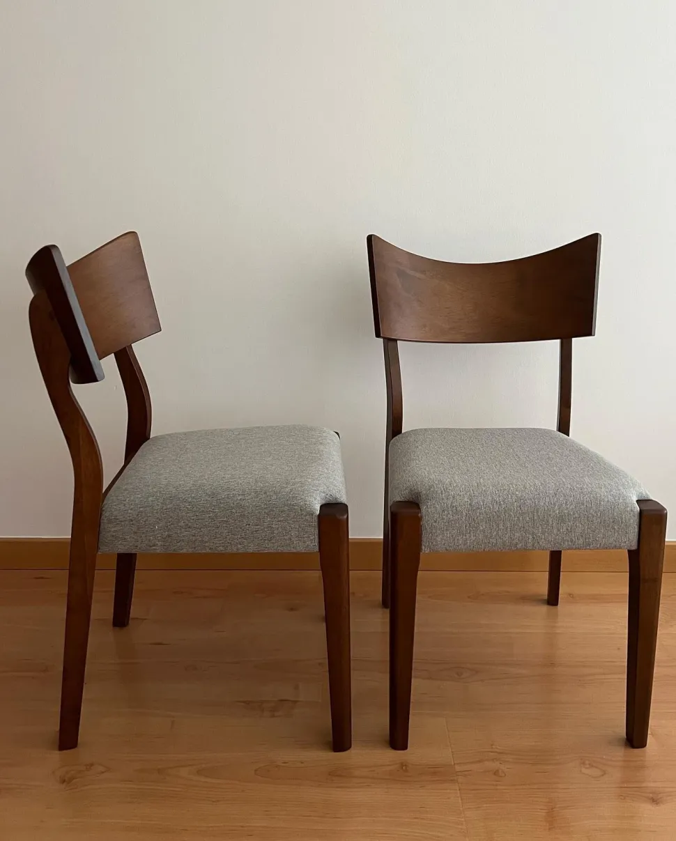 Esszimmerstuhl Gummibaumholz Dunkelbraun / Grau 2Er Set Eden