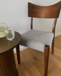 Esszimmerstuhl Gummibaumholz Dunkelbraun / Grau 2Er Set Eden