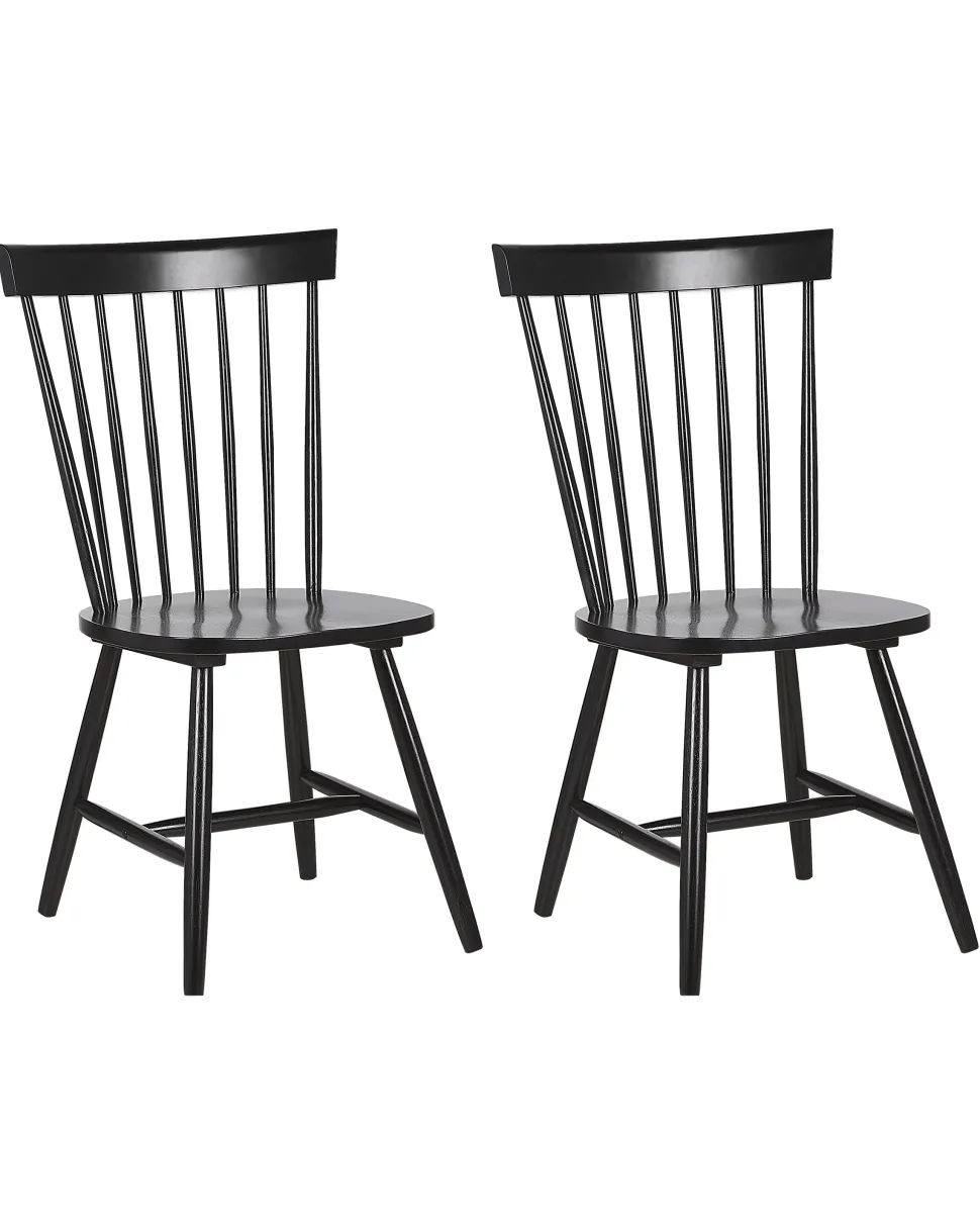 Esszimmerstuhl Gummibaumholz Schwarz 2Er Set Burges