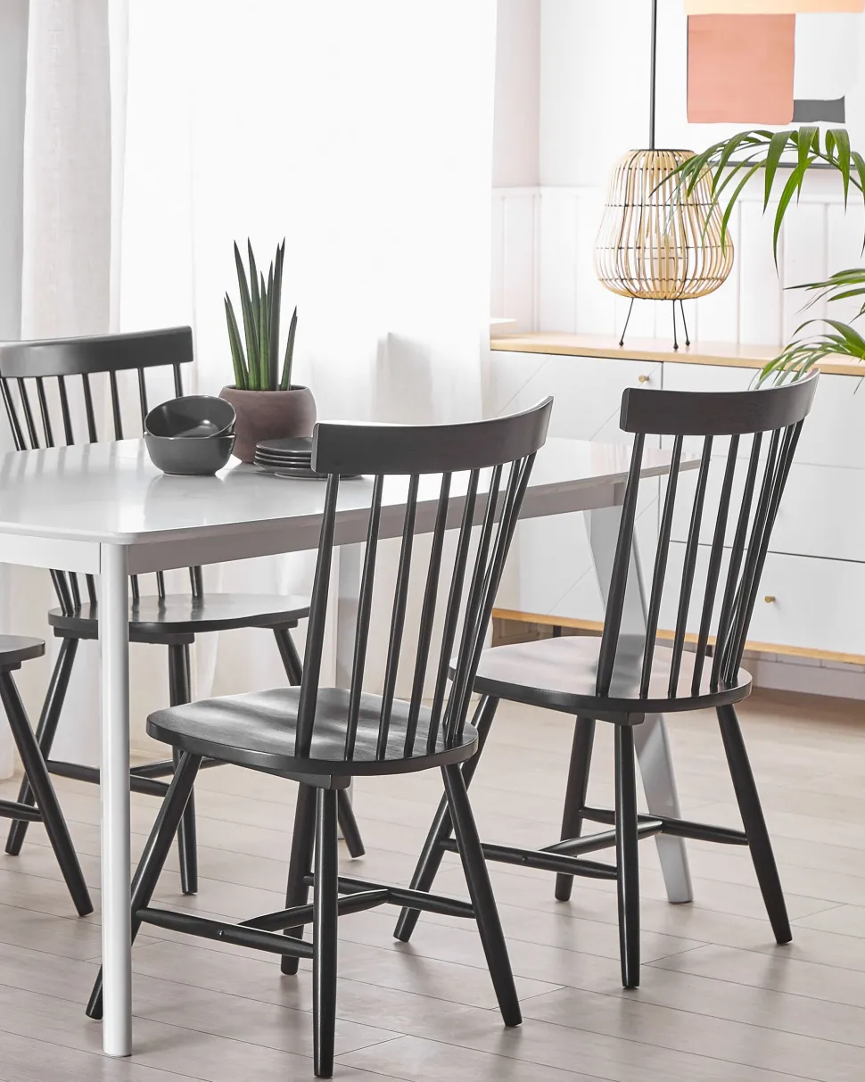 Esszimmerstuhl Gummibaumholz Schwarz 2Er Set Burges
