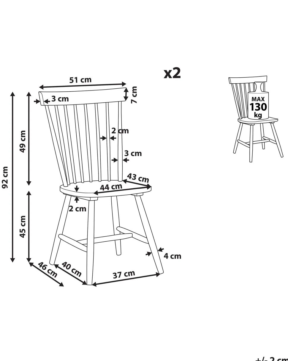 Esszimmerstuhl Gummibaumholz Schwarz 2Er Set Burges