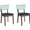 Esszimmerstuhl Gummibaumholz Dunkelbraun / Blau 2Er Set Moka