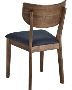Esszimmerstuhl Gummibaumholz Dunkelbraun / Blau 2Er Set Moka