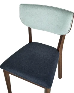 Esszimmerstuhl Gummibaumholz Dunkelbraun / Blau 2Er Set Moka