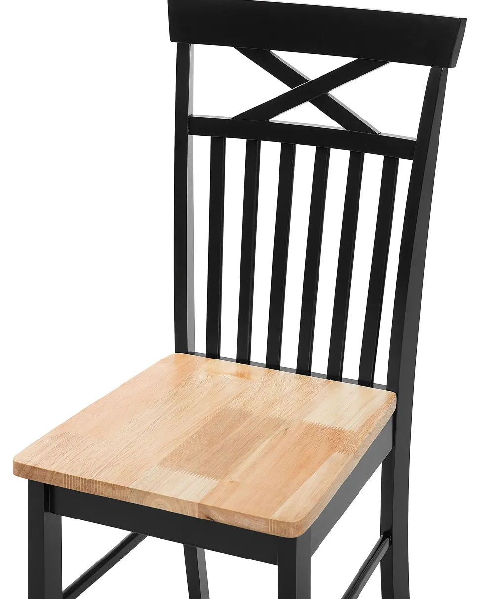 Esszimmerstuhl Gummibaumholz Schwarz / Hellbraun 2Er Set Houston