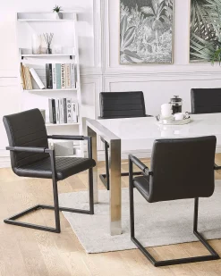 Esszimmerstuhl Kunstleder Schwarz 2Er Set Buford